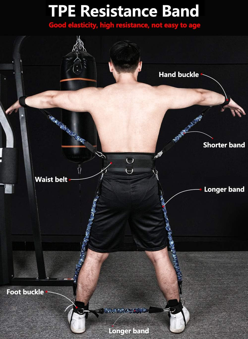 Boxing Resistance Bands Set for Speed and Agility, Workout Band Ankle Exercise Bands Legs Ankle Straps for Resistance Training Enhance Explosive Power