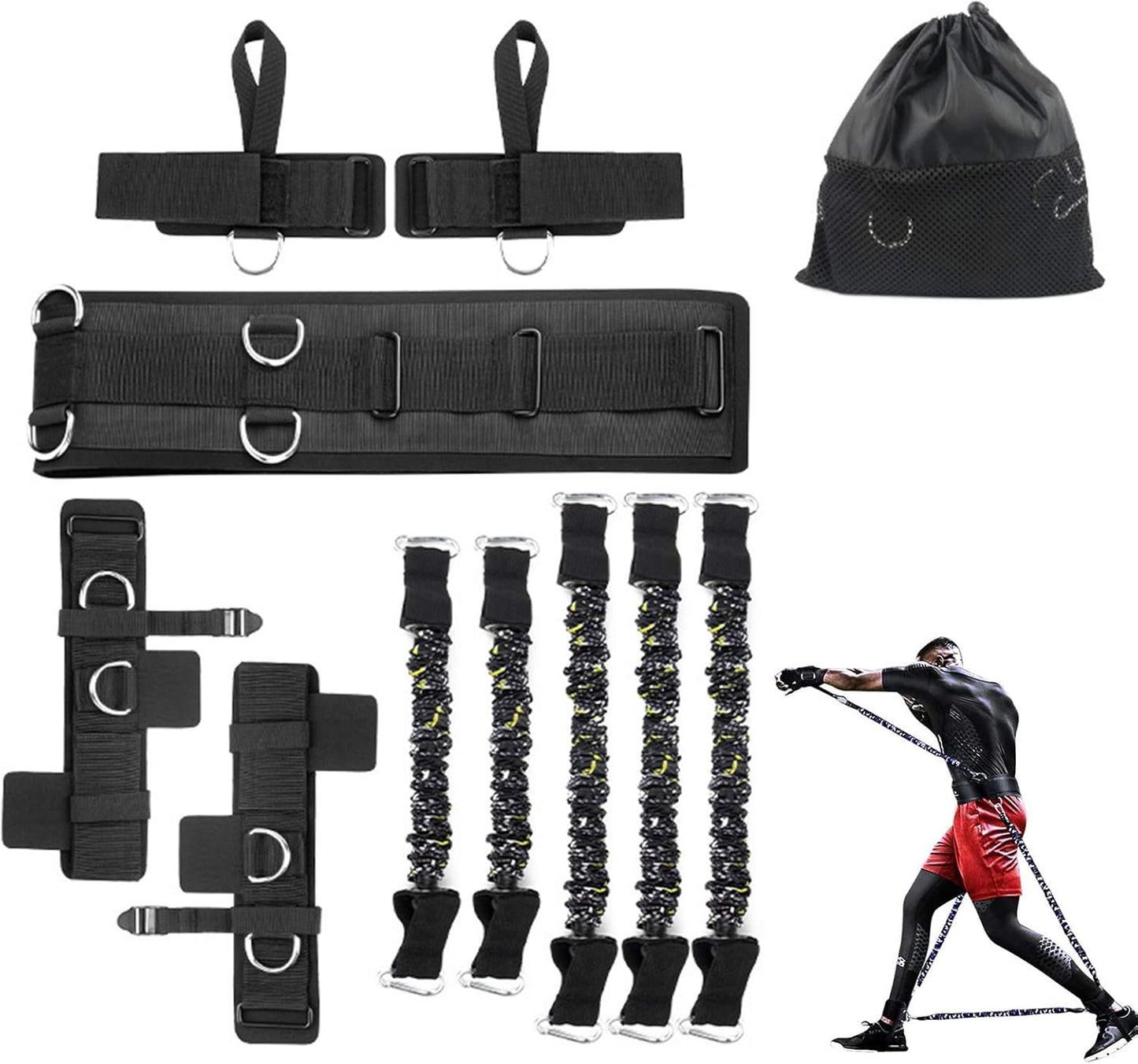 Boxing Resistance Bands Set for Speed and Agility, Workout Band Ankle Exercise Bands Legs Ankle Straps for Resistance Training Enhance Explosive Power