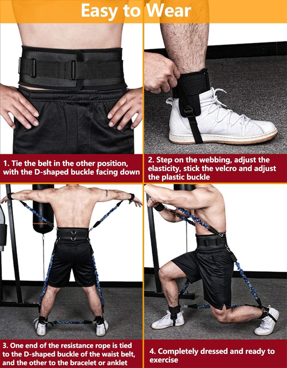 Boxing Resistance Bands Set for Speed and Agility, Workout Band Ankle Exercise Bands Legs Ankle Straps for Resistance Training Enhance Explosive Power